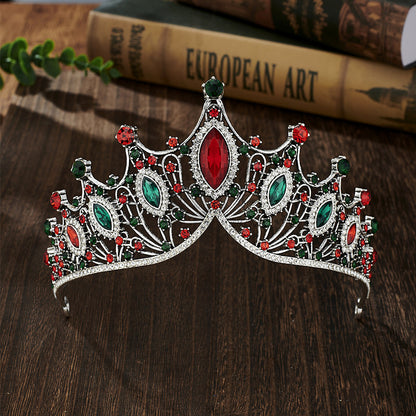 Elegant Lady Crown Alloy Plating Inlay Artificial Gemstones Crown