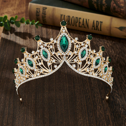 Elegant Lady Crown Alloy Plating Inlay Artificial Gemstones Crown