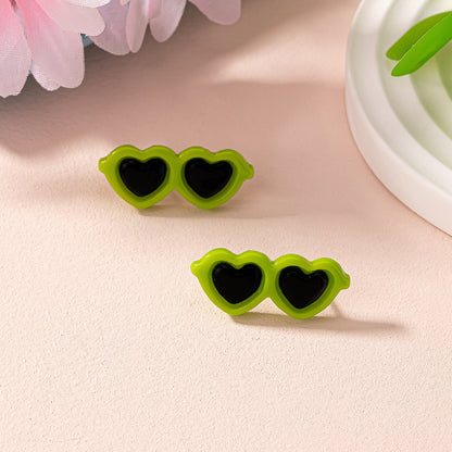 1 Pair Cute Simple Style Glasses Arylic Ear Studs