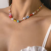 Cute Sweet Daisy Imitation Pearl Seed Bead Beaded Women's Necklace