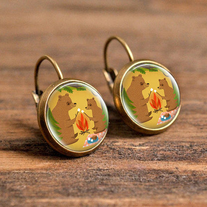 1 Pair Casual Simple Style Animal Round Plating Inlay Alloy Glass Earrings