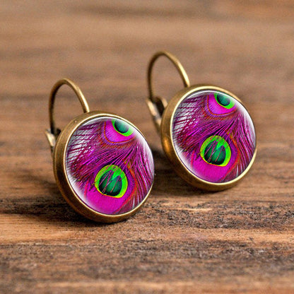 1 Pair Casual Simple Style Animal Round Plating Inlay Alloy Glass Earrings