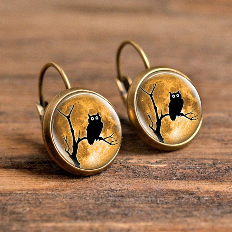 1 Pair Casual Simple Style Animal Round Plating Inlay Alloy Glass Earrings