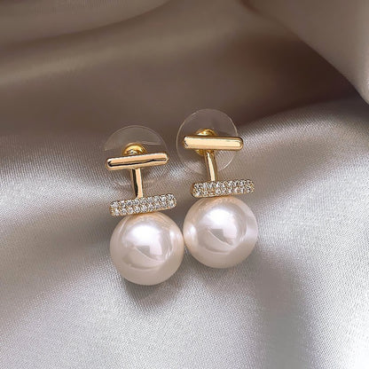 1 Pair Sweet Geometric Round Plating Imitation Pearl Drop Earrings