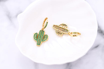 Fashion Asymmetric Color Zircon Copper Earrings