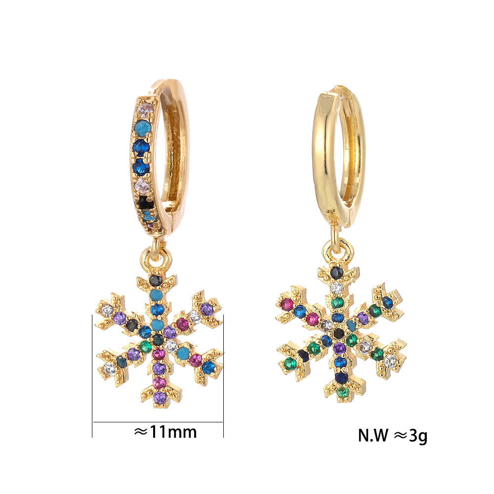 Fashion Asymmetric Color Zircon Copper Earrings