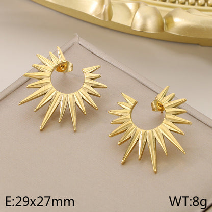 1 Pair Vintage Style Sun Plating 304 Stainless Steel 18K Gold Plated Ear Studs