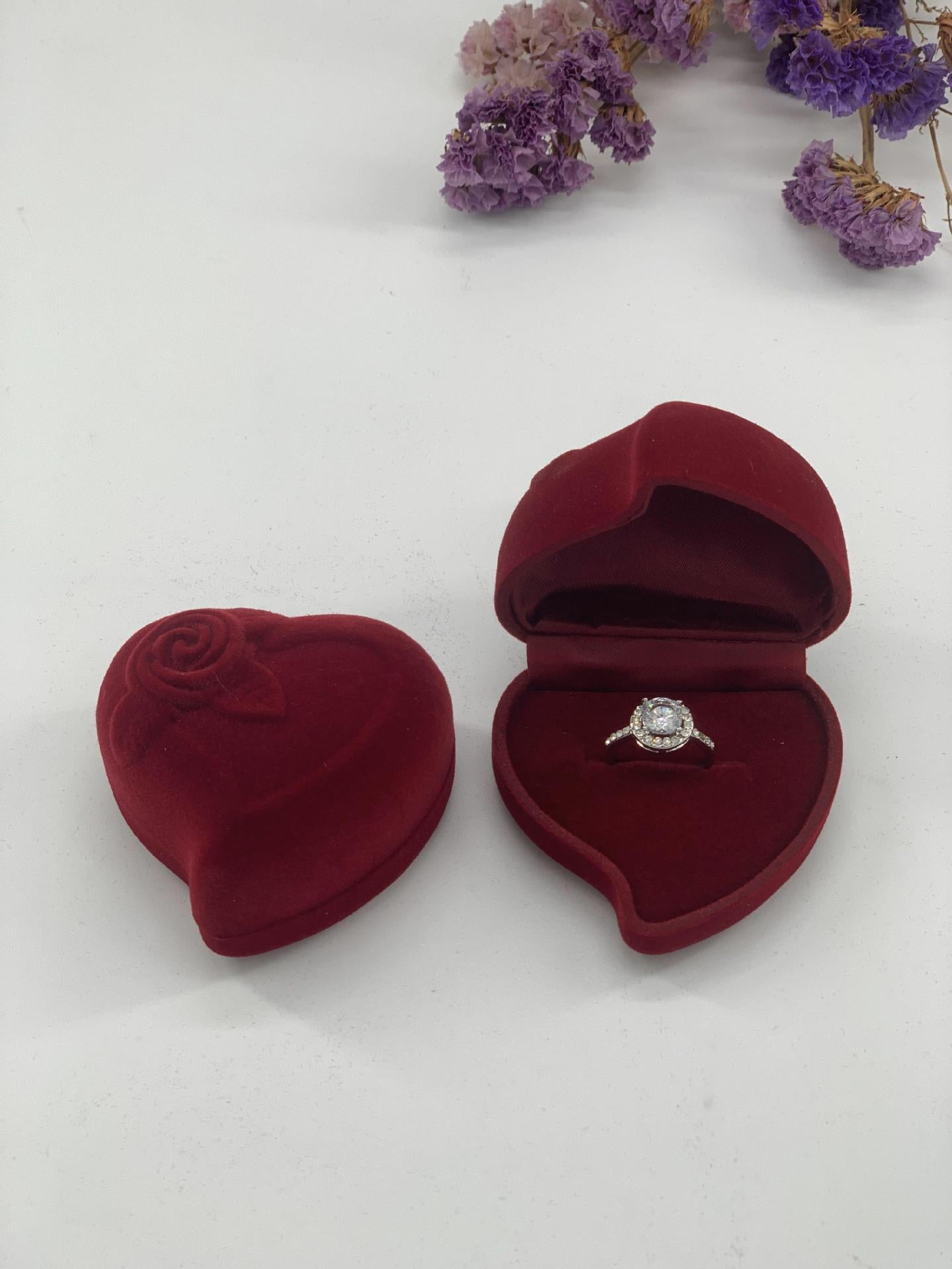 Wholesale Geometric Heart Shaped Flower Jewelry Packaging Velvet Box