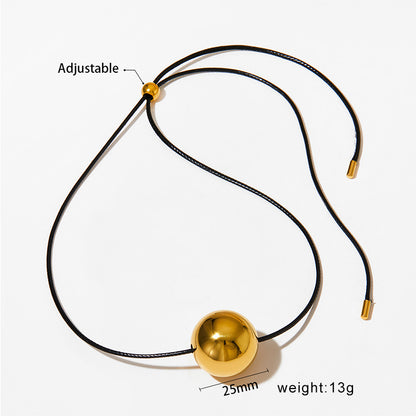 French Style Simple Style Round Star Water Droplets 316L Stainless Steel  Rope 18K Gold Plated Unisex Pendant Necklace