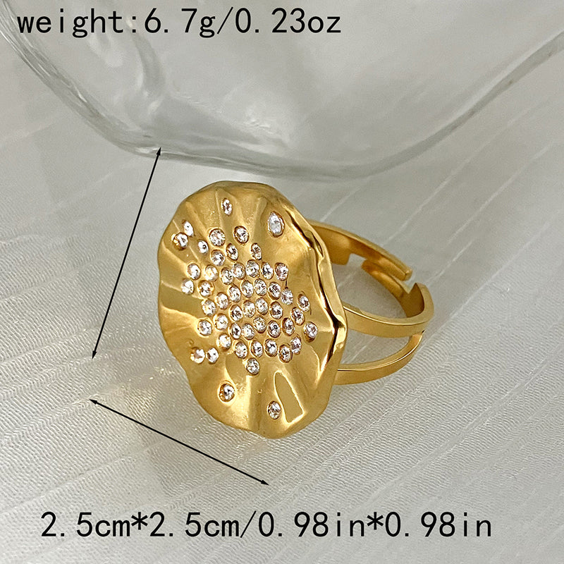 Wholesale Jewelry Simple Style Classic Style Heart Shape Ginkgo Leaf 304 Stainless Steel Zircon 14K Gold Plated Plating Inlay Rings Bracelets