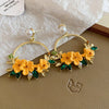 1 Pair IG Style Sweet Flower Inlay Alloy Imitation Pearl Rhinestones Drop Earrings