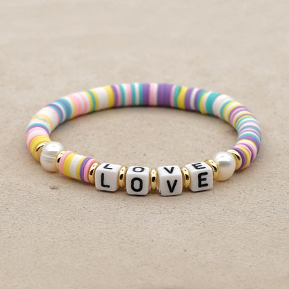 Retro Trendy Fashion New   Beach Style  Natural Pearl Color Soft Ceramic Piece Bracelet Gooddiy Wholesale