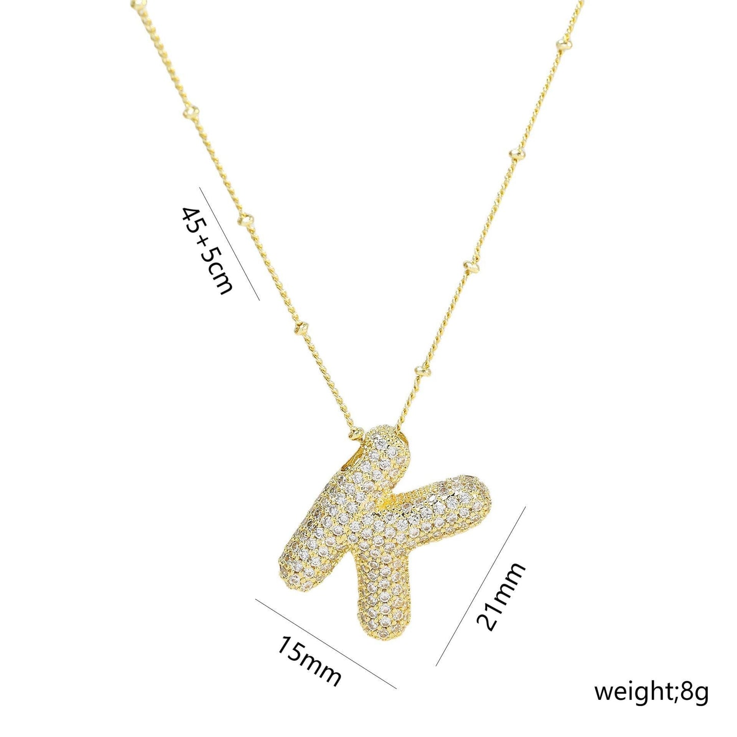 Copper Gold Plated IG Style Korean Style Plating Inlay Letter Zircon Pendant Necklace