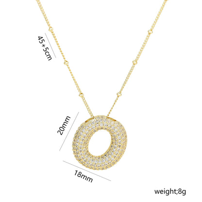 Copper Gold Plated IG Style Korean Style Plating Inlay Letter Zircon Pendant Necklace