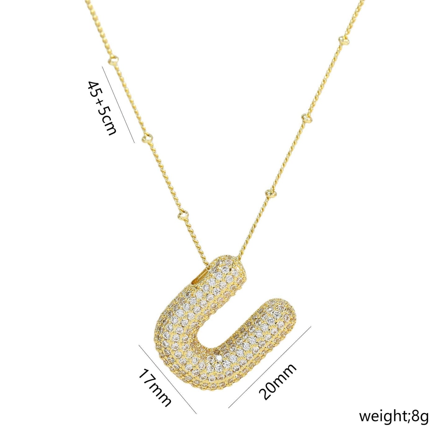 Copper Gold Plated IG Style Korean Style Plating Inlay Letter Zircon Pendant Necklace