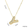 Copper Gold Plated IG Style Korean Style Plating Inlay Letter Zircon Pendant Necklace