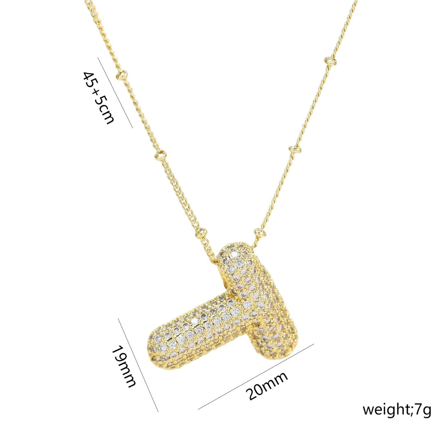 Copper Gold Plated IG Style Korean Style Plating Inlay Letter Zircon Pendant Necklace