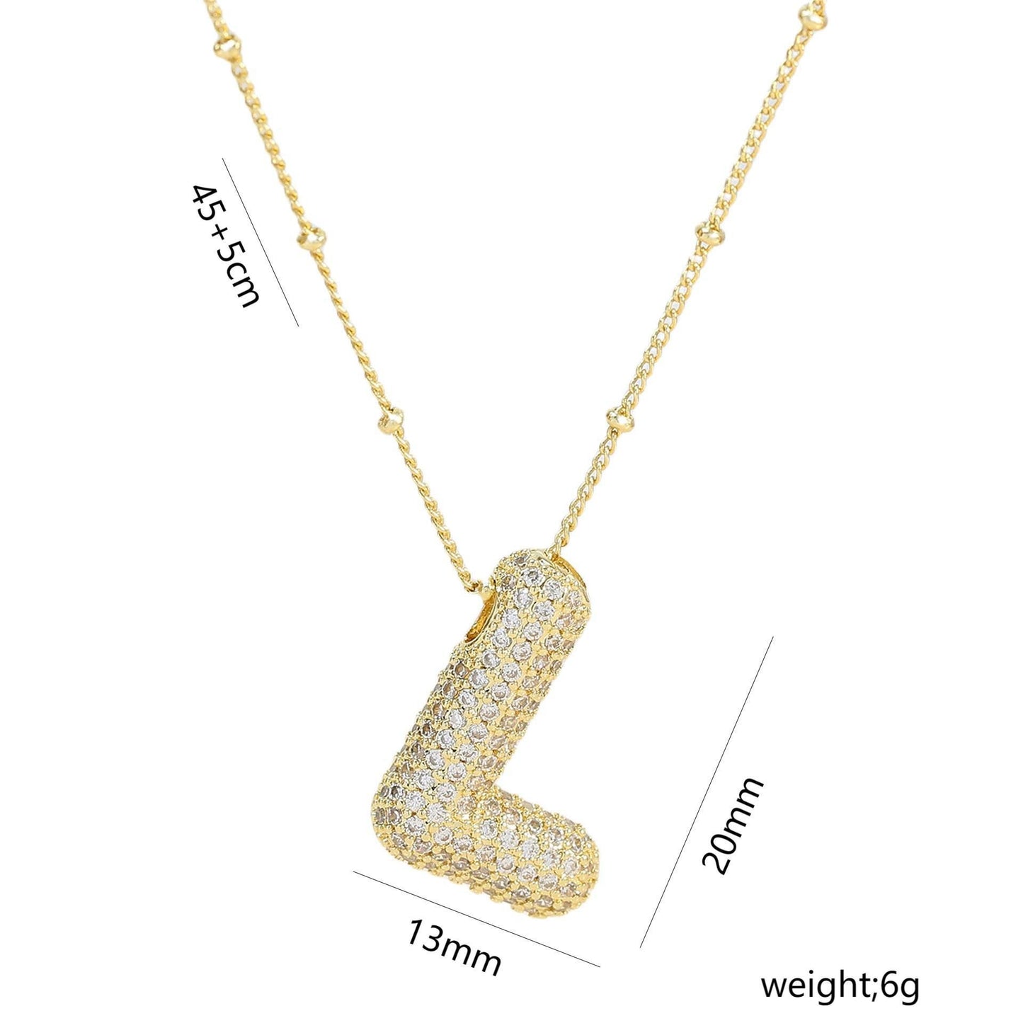 Copper Gold Plated IG Style Korean Style Plating Inlay Letter Zircon Pendant Necklace