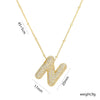 Copper Gold Plated IG Style Korean Style Plating Inlay Letter Zircon Pendant Necklace