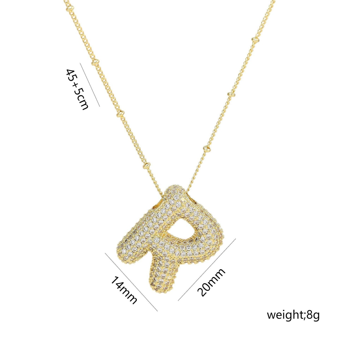 Copper Gold Plated IG Style Korean Style Plating Inlay Letter Zircon Pendant Necklace