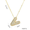 Copper Gold Plated IG Style Korean Style Plating Inlay Letter Zircon Pendant Necklace