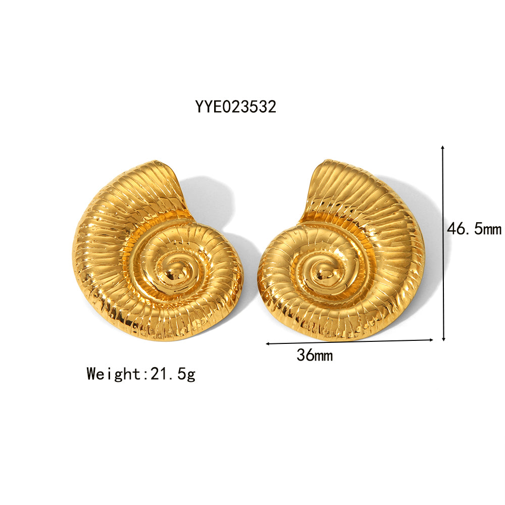 Wholesale Jewelry IG Style Vacation Beach Conch Spiral 304 Stainless Steel 18K Gold Plated Plating Earrings Necklace Jewelry Set