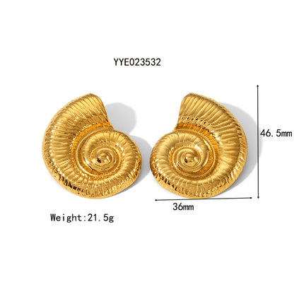 Wholesale Jewelry IG Style Vacation Beach Conch Spiral 304 Stainless Steel 18K Gold Plated Plating Earrings Necklace Jewelry Set