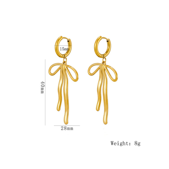 1 Pair Simple Style Classic Style Bow Knot Plating 304 Stainless Steel 18K Gold Plated Ear Studs