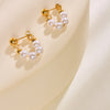 1 Pair Elegant Solid Color Inlay 304 Stainless Steel Artificial Pearls 18K Gold Plated Hoop Earrings