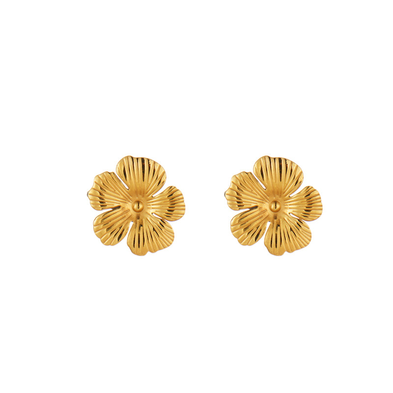 Wholesale Jewelry Classical Retro Flower Bow Knot 304 Stainless Steel 18K Gold Plated Plating Jewelry Set