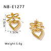 1 Pair Elegant French Style Classic Style C Shape Heart Shape Flower Epoxy Inlay 304 Stainless Steel Artificial Pearls 18K Gold Plated Drop Earrings