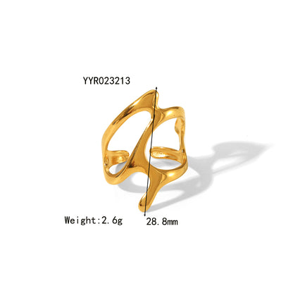 Wholesale Jewelry Simple Style Irregular Solid Color Bow Knot 304 Stainless Steel 18K Gold Plated Open Rings