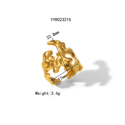 Wholesale Jewelry Simple Style Irregular Solid Color Bow Knot 304 Stainless Steel 18K Gold Plated Open Rings