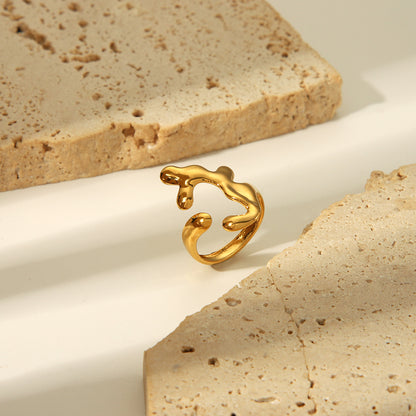 Wholesale Jewelry Simple Style Irregular Solid Color Bow Knot 304 Stainless Steel 18K Gold Plated Open Rings