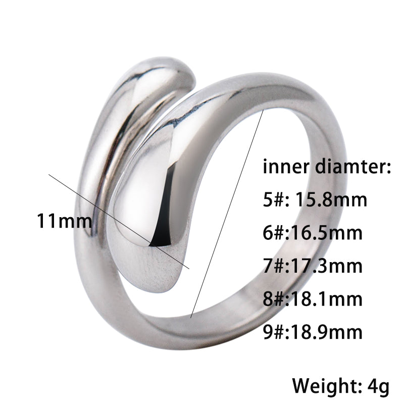 Wholesale Jewelry Elegant Classic Style Solid Color 304 Stainless Steel 18K Gold Plated Irregular Plating Open Rings