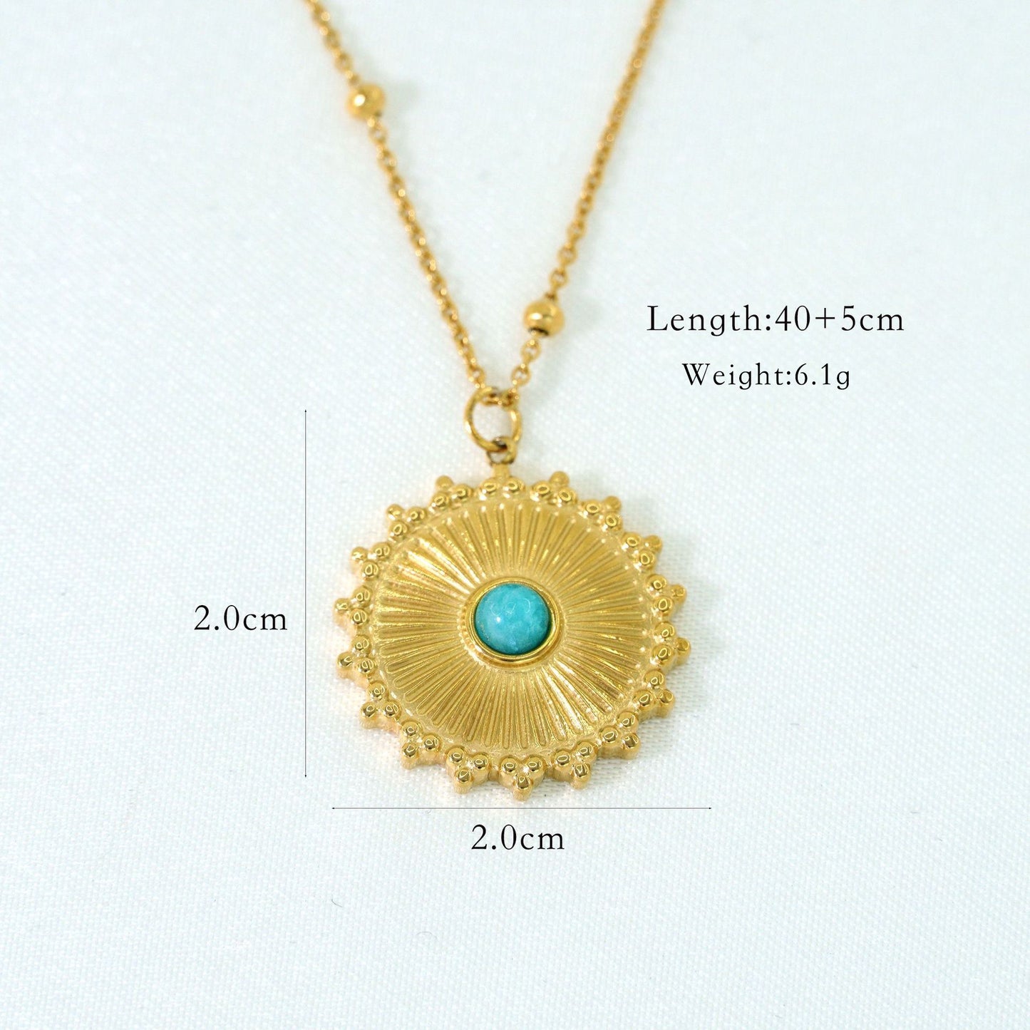 Simple Style Classic Style Color Block Natural Stone Titanium Steel Turquoise Pendant Necklace In Bulk