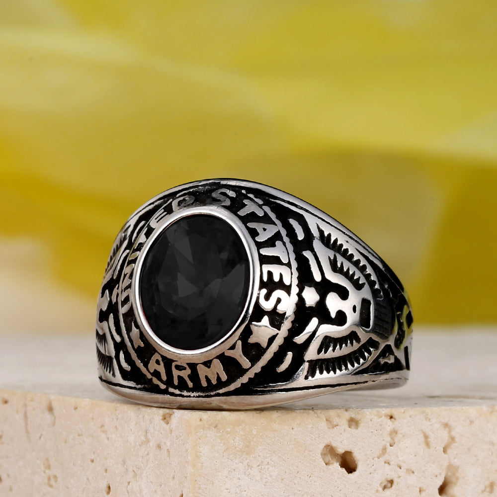 Hip-Hop Retro Color Block 316 Stainless Steel  Inlay Glass Stone Men'S Rings