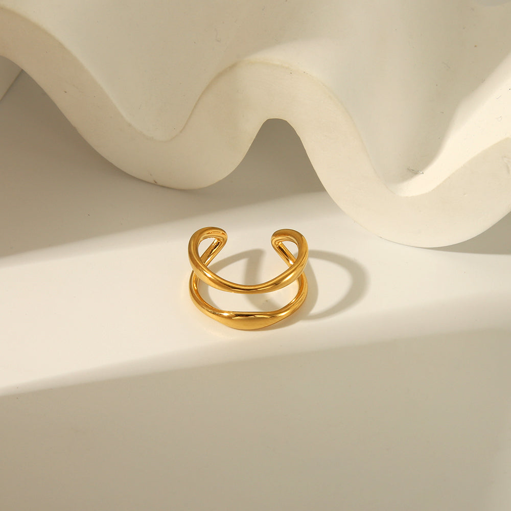 Wholesale Jewelry Simple Style Irregular Solid Color Bow Knot 304 Stainless Steel 18K Gold Plated Open Rings