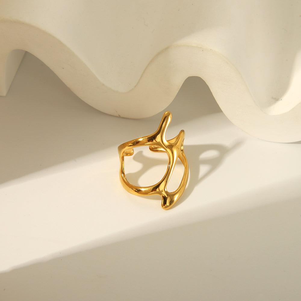 Wholesale Jewelry Simple Style Irregular Solid Color Bow Knot 304 Stainless Steel 18K Gold Plated Open Rings