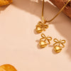 Wholesale Jewelry Elegant Simple Style Heart Shape 304 Stainless Steel Titanium Steel 18K Gold Plated Plating Earrings Necklace Jewelry Set