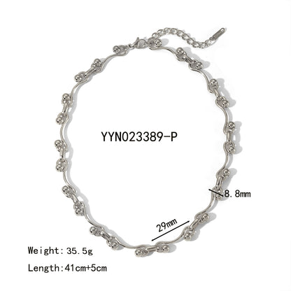 Wholesale Jewelry Simple Style Ruyi Solid Color 304 Stainless Steel 18K Gold Plated Necklace