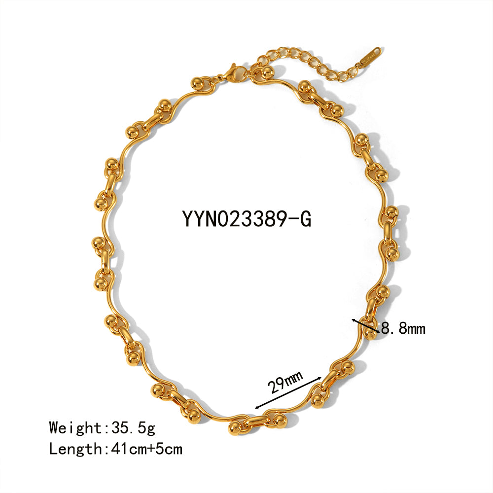 Wholesale Jewelry Simple Style Ruyi Solid Color 304 Stainless Steel 18K Gold Plated Necklace