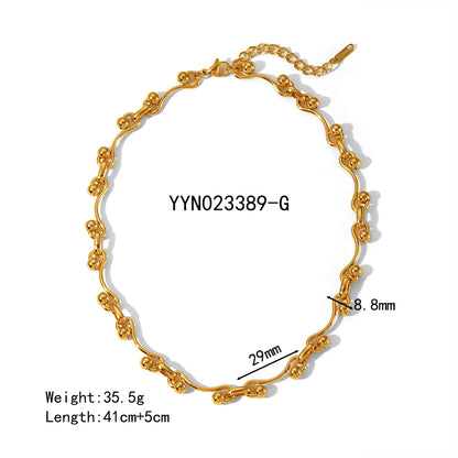 Wholesale Jewelry Simple Style Ruyi Solid Color 304 Stainless Steel 18K Gold Plated Necklace