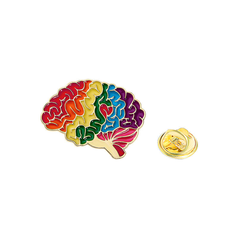 Cartoon Style Funny Artistic Organ Brain Letter Alloy Stamping Stoving Varnish Plating Unisex Corsage Brooches Collar Pin