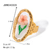 Wholesale Jewelry Sweet Artistic Four Leaf Clover Oval Flower 304 Stainless Steel 18K Gold Plated Rings