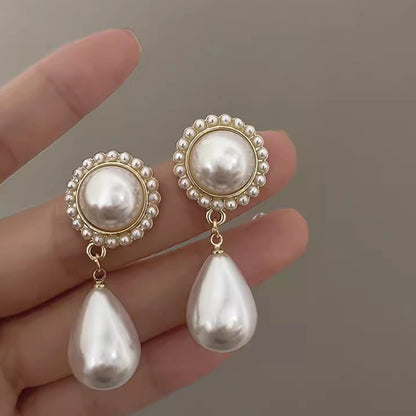 1 Pair IG Style Simple Style U Shape Geometric Flower Inlay Imitation Pearl Artificial Pearls Rhinestones Drop Earrings Ear Studs