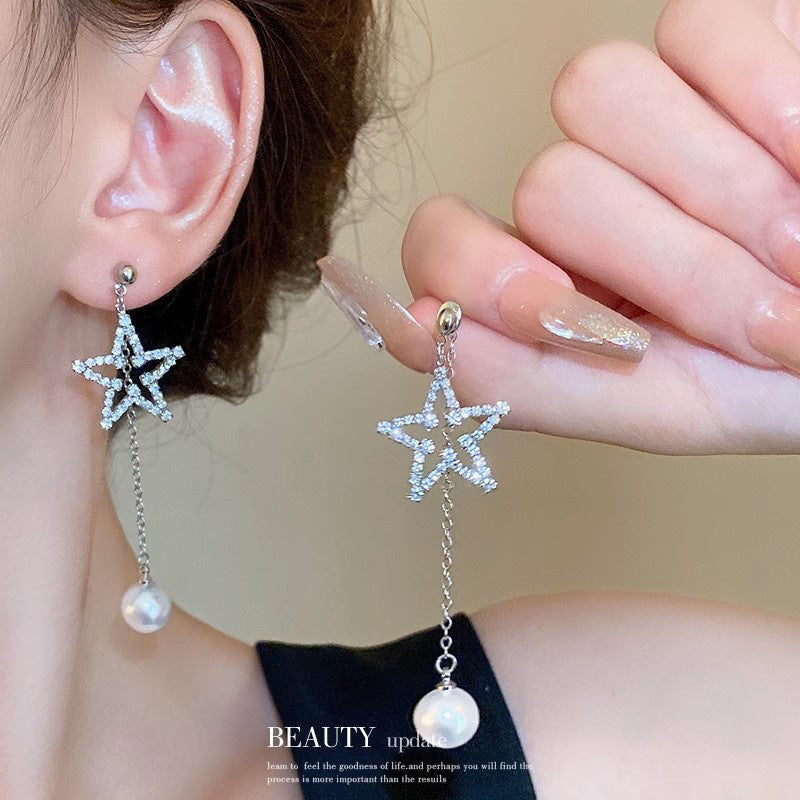 1 Pair IG Style Simple Style U Shape Geometric Flower Inlay Imitation Pearl Artificial Pearls Rhinestones Drop Earrings Ear Studs