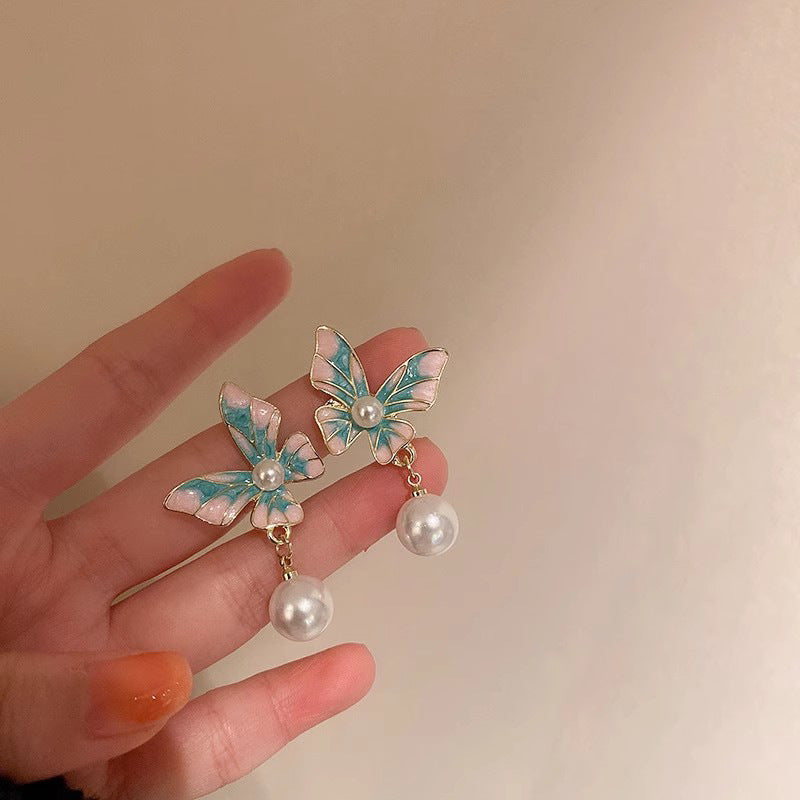 1 Pair IG Style Simple Style U Shape Geometric Flower Inlay Imitation Pearl Artificial Pearls Rhinestones Drop Earrings Ear Studs