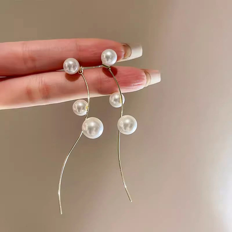 1 Pair IG Style Simple Style U Shape Geometric Flower Inlay Imitation Pearl Artificial Pearls Rhinestones Drop Earrings Ear Studs