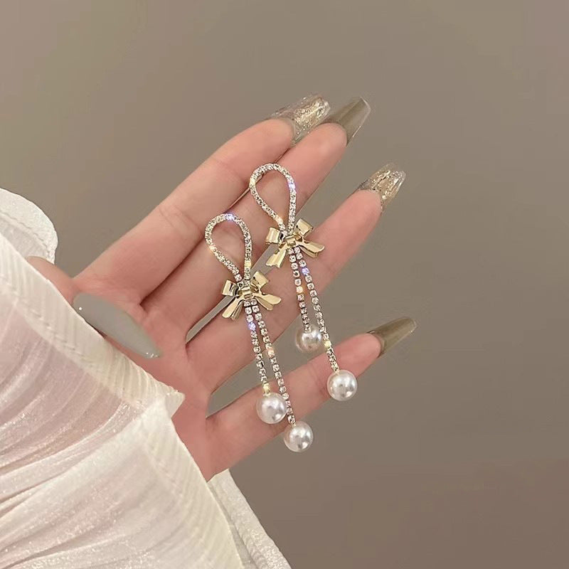 1 Pair IG Style Simple Style U Shape Geometric Flower Inlay Imitation Pearl Artificial Pearls Rhinestones Drop Earrings Ear Studs